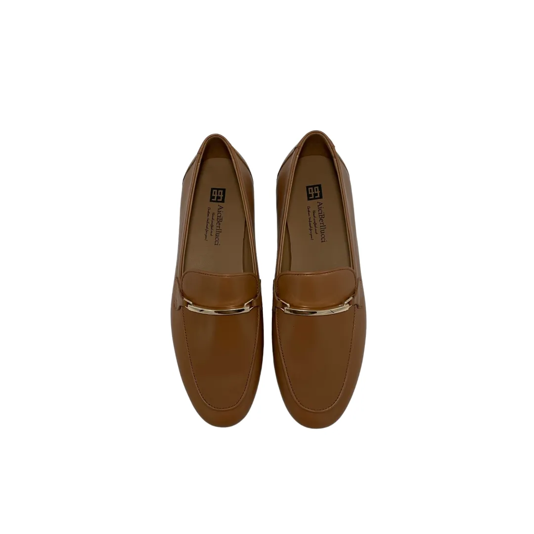 Aici Berllucci Womens Loafer With Golden Bar Buckle