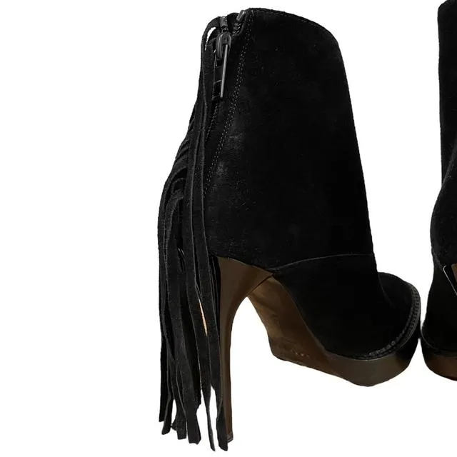 Burberry Fringed Suede Nadie Ankle Boots UK 2