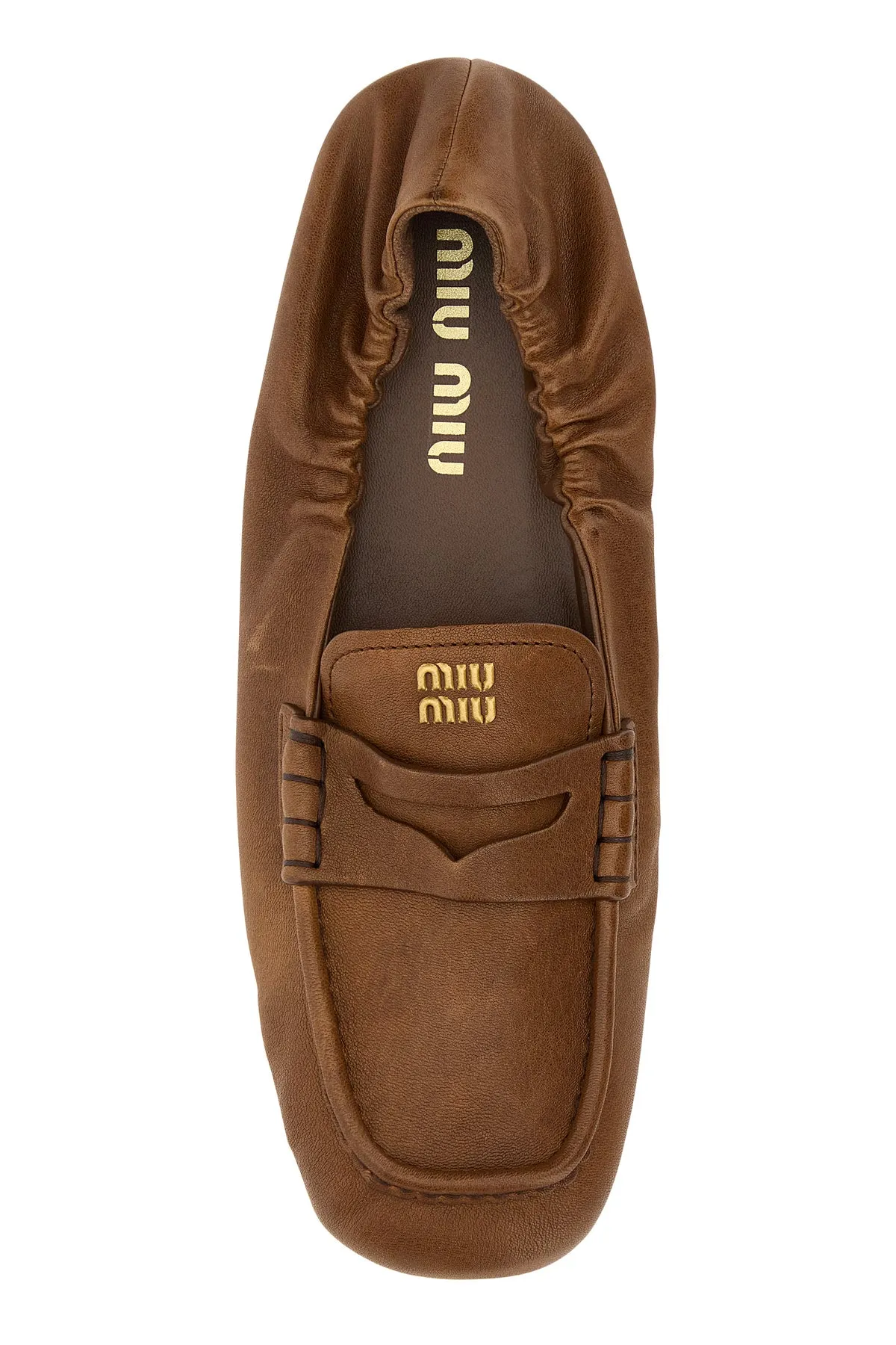 Caramel nappa leather loafers