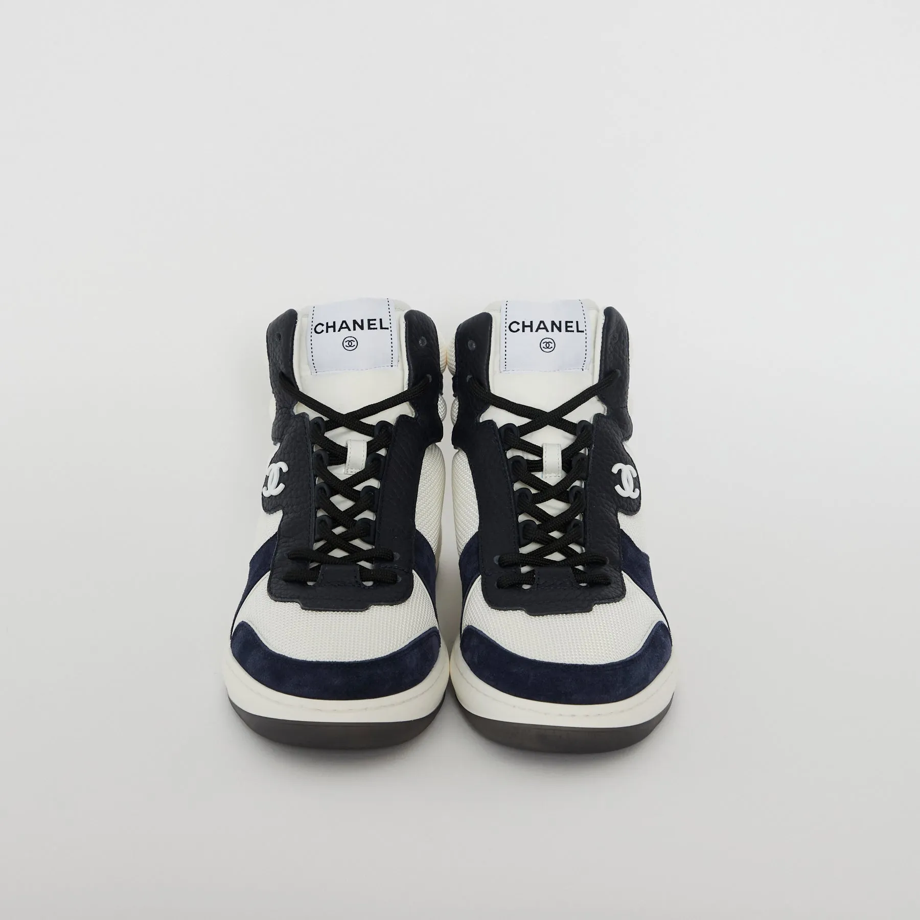 Chanel High Top Trainers Sz 38.5