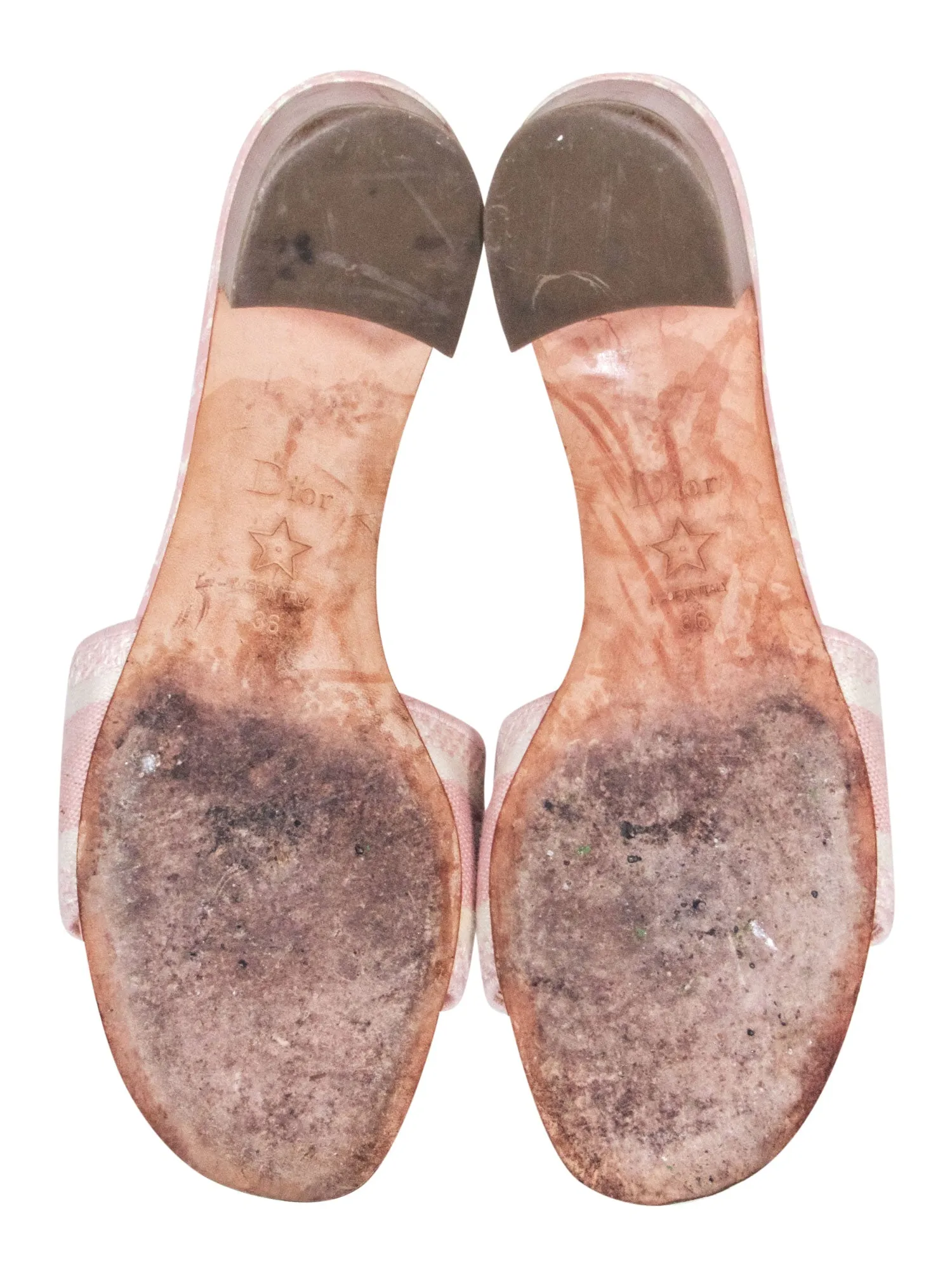 Christian Dior - Pink & White "Dway" Mule Heels Sz 6