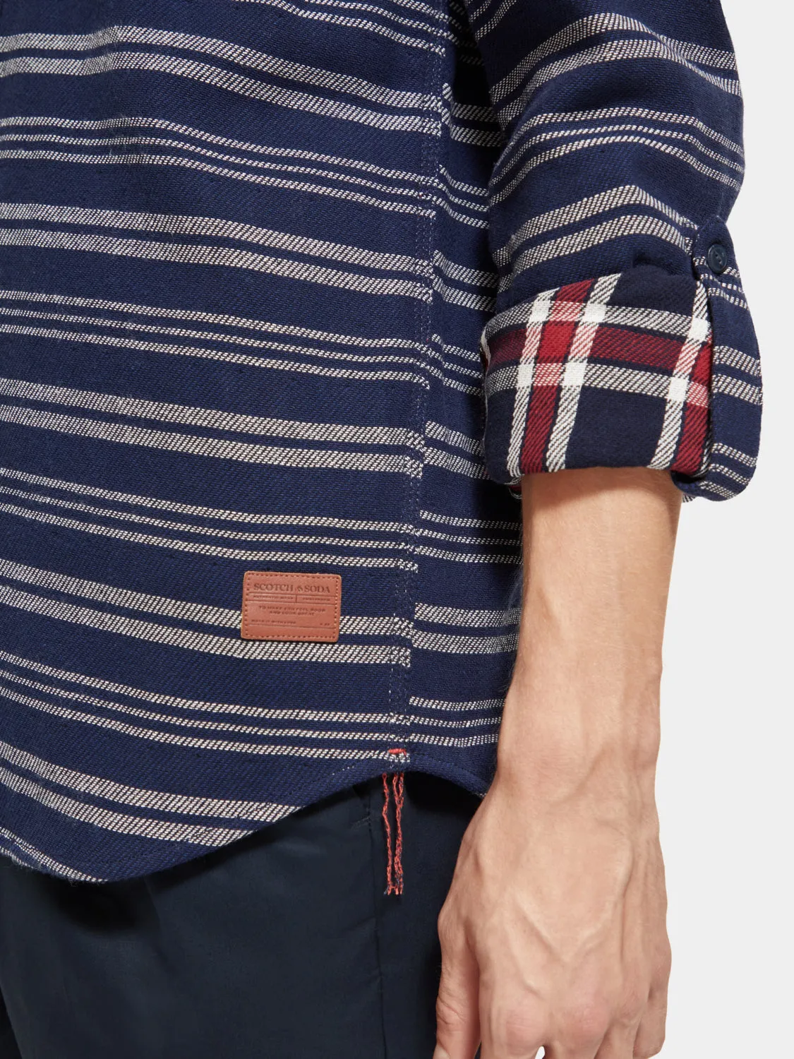 Double-faced twill check shirt