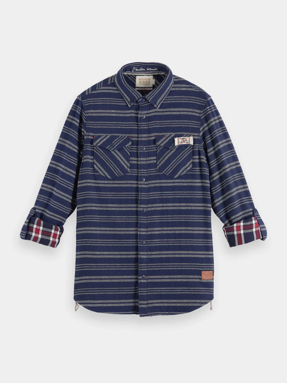 Double-faced twill check shirt