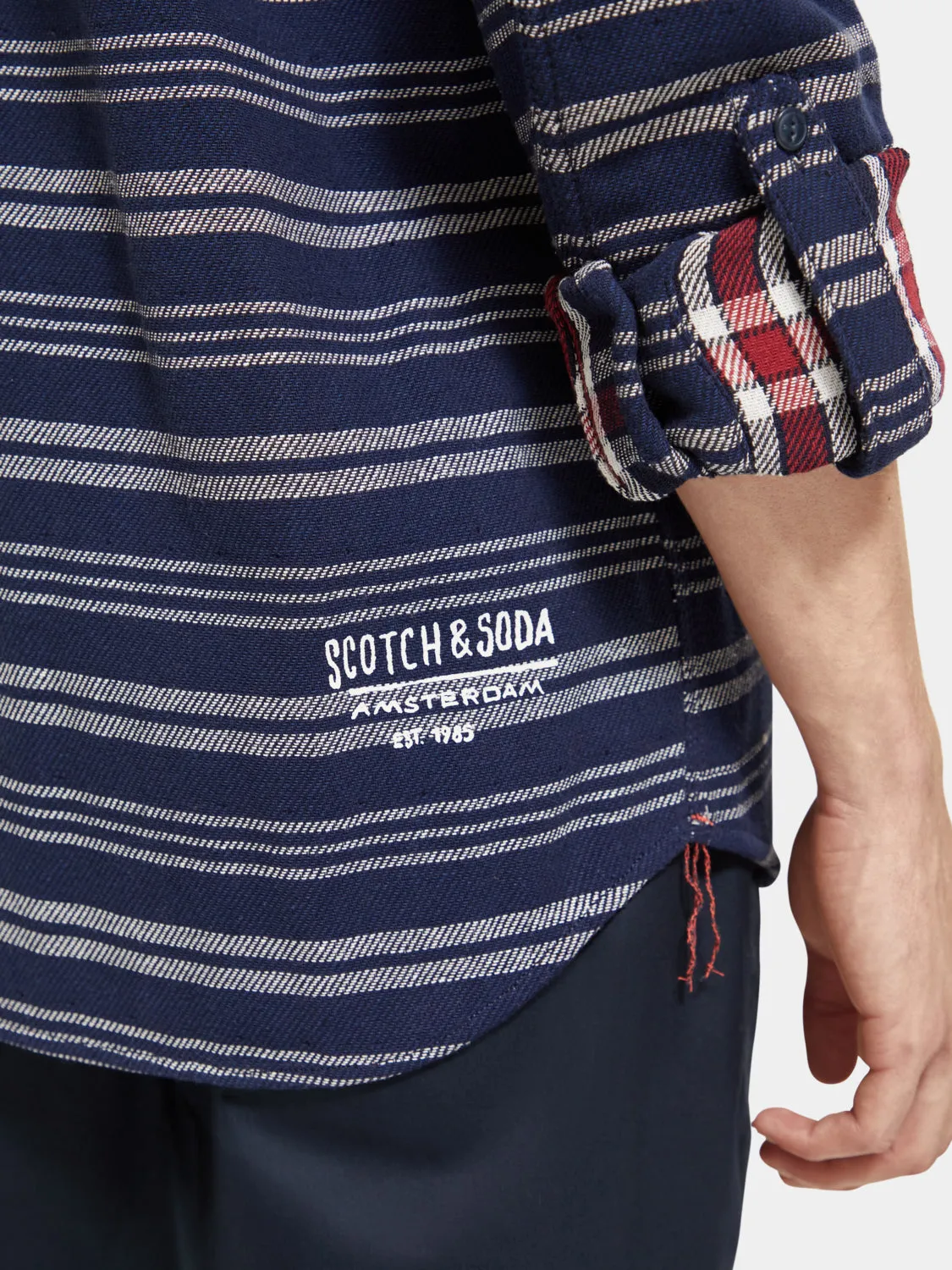Double-faced twill check shirt