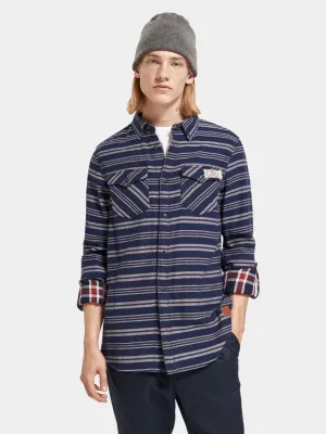 Double-faced twill check shirt