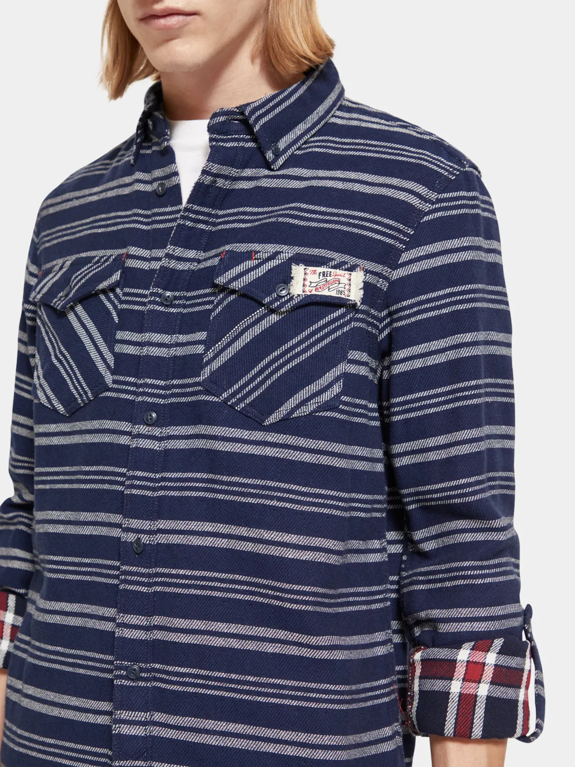 Double-faced twill check shirt