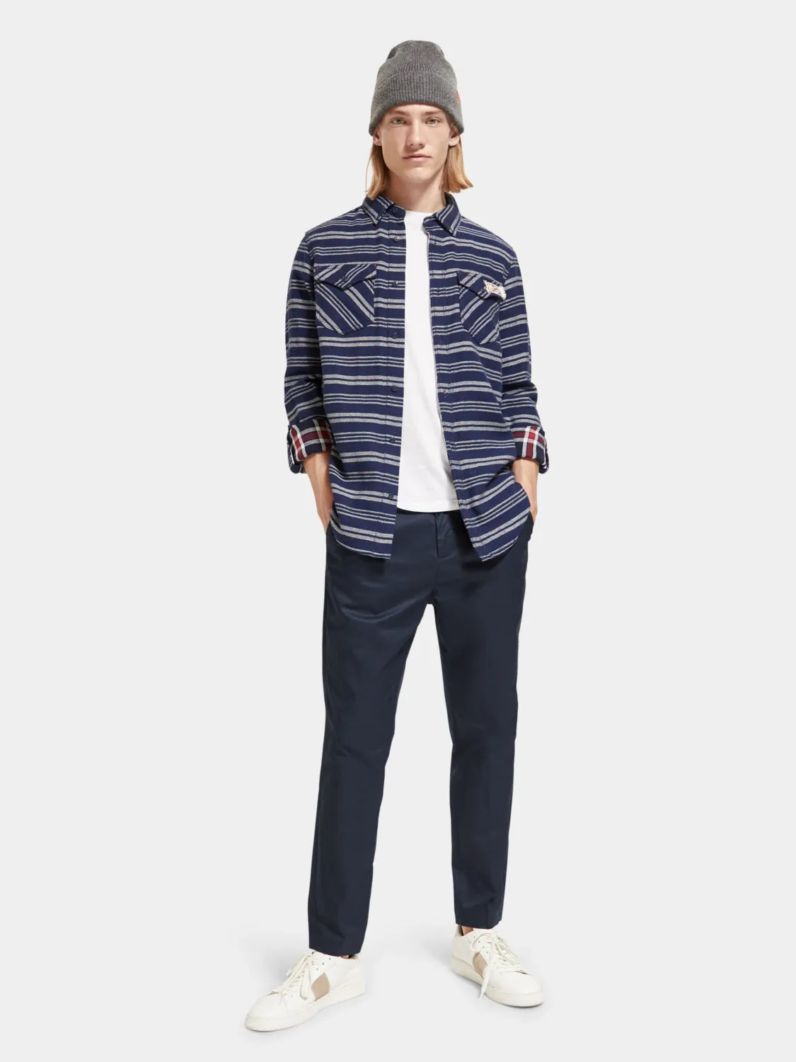 Double-faced twill check shirt