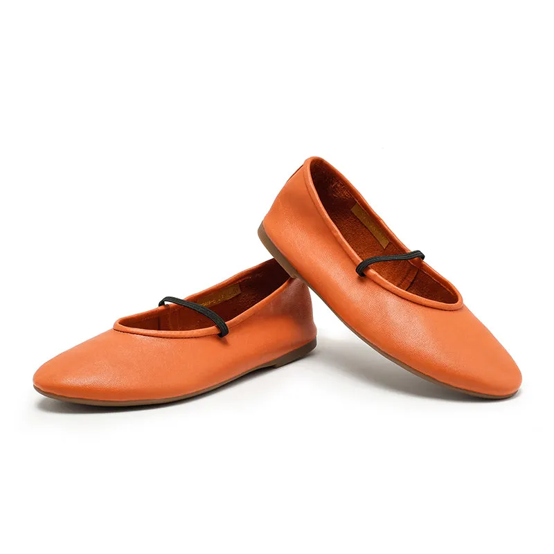 Dwarves Studio Round Toe Soft Leather Casual Flats in 11 Colors