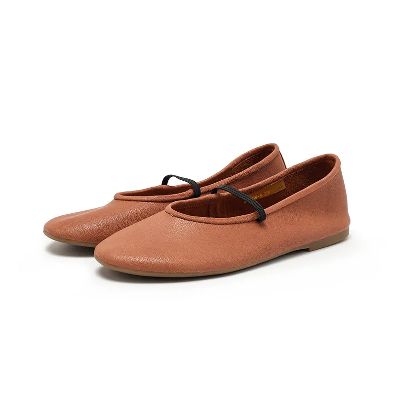 Dwarves Studio Round Toe Soft Leather Casual Flats in 11 Colors