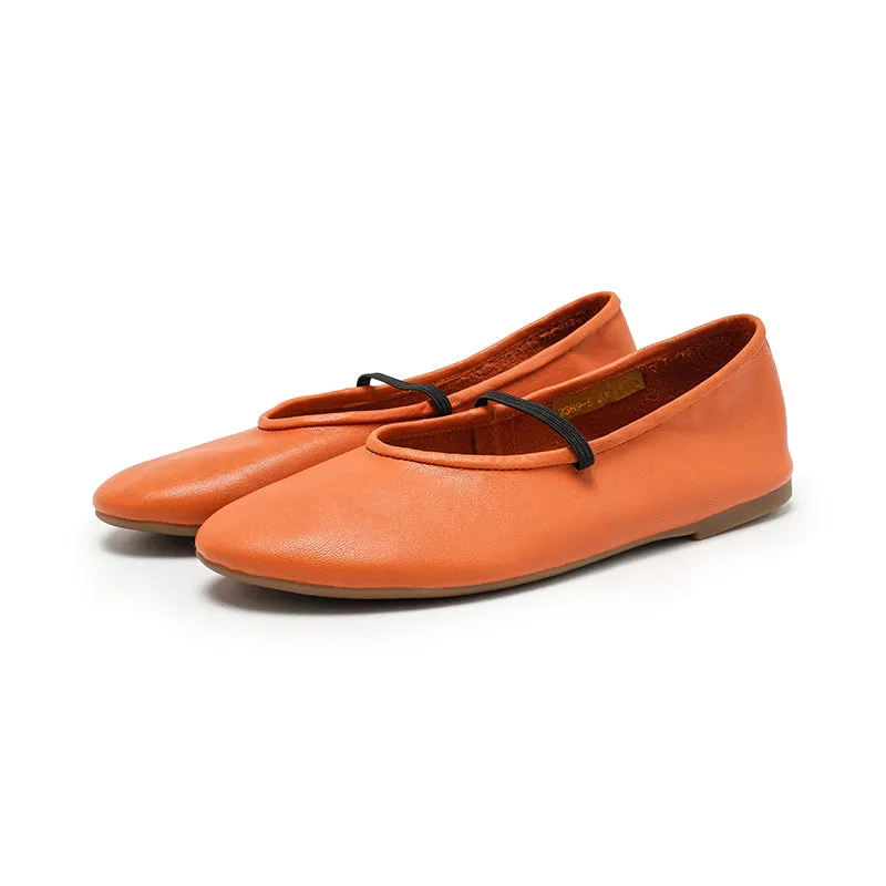 Dwarves Studio Round Toe Soft Leather Casual Flats in 11 Colors