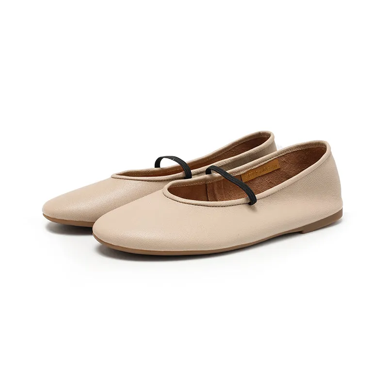 Dwarves Studio Round Toe Soft Leather Casual Flats in 11 Colors