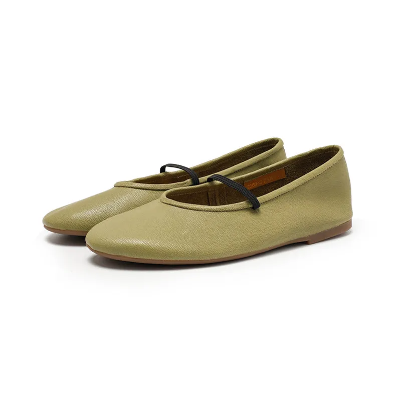 Dwarves Studio Round Toe Soft Leather Casual Flats in 11 Colors