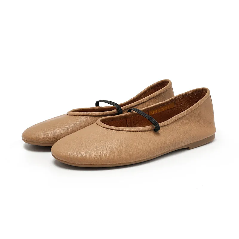 Dwarves Studio Round Toe Soft Leather Casual Flats in 11 Colors