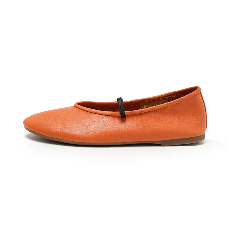 Dwarves Studio Round Toe Soft Leather Casual Flats in 11 Colors