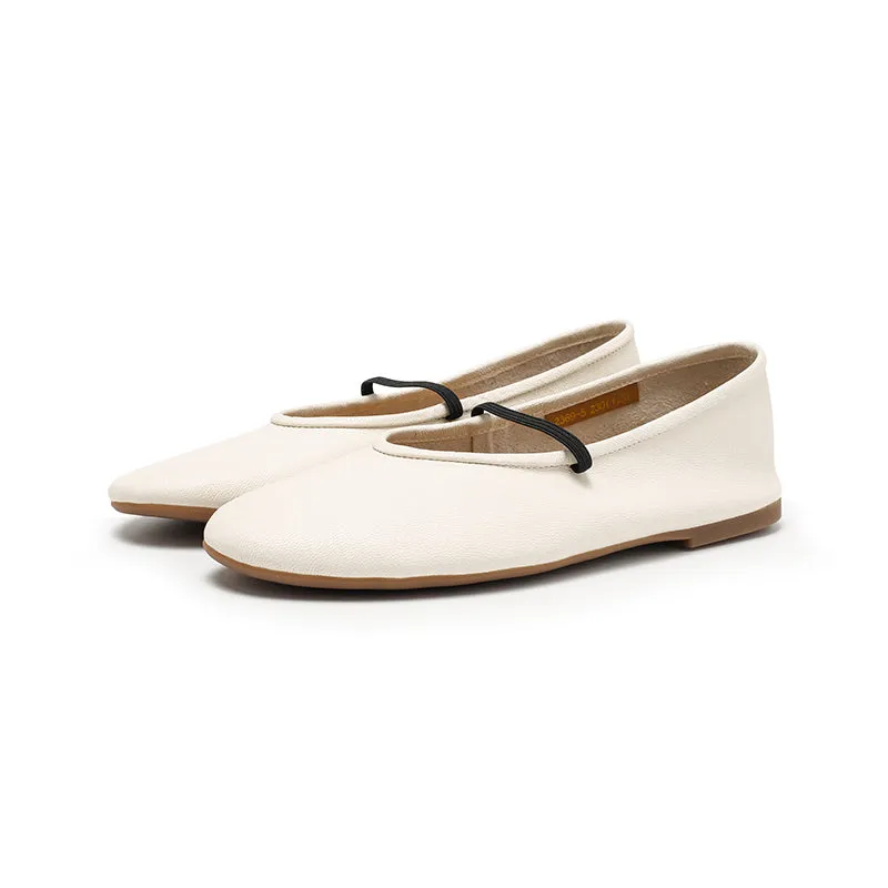 Dwarves Studio Round Toe Soft Leather Casual Flats in 11 Colors