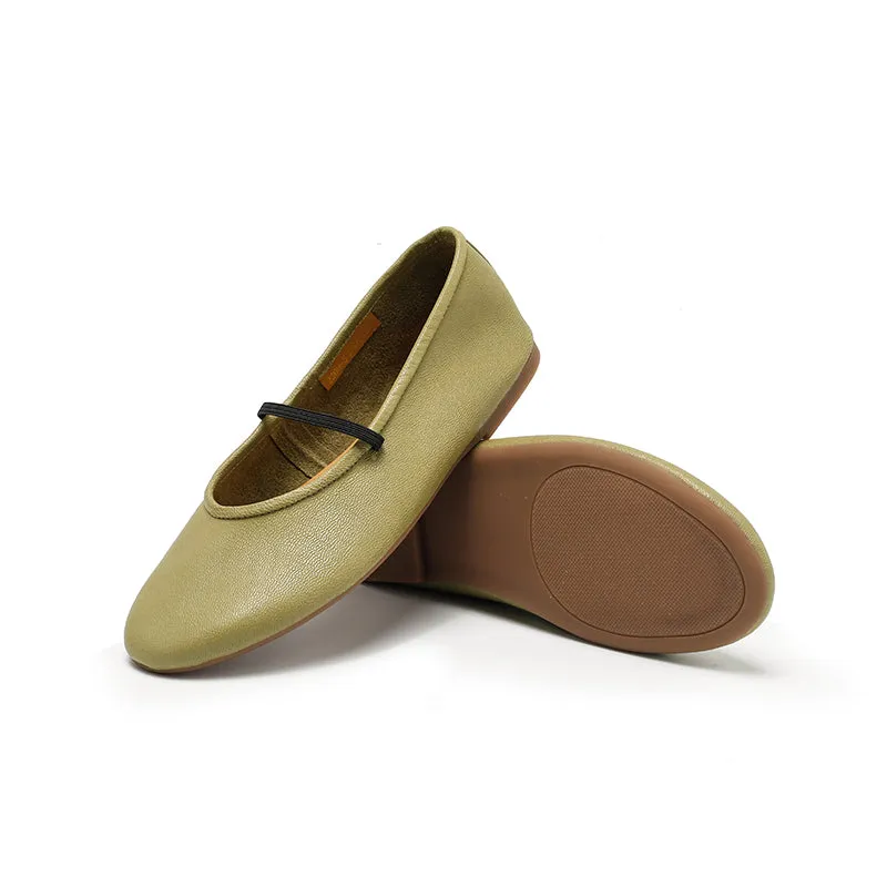 Dwarves Studio Round Toe Soft Leather Casual Flats in 11 Colors