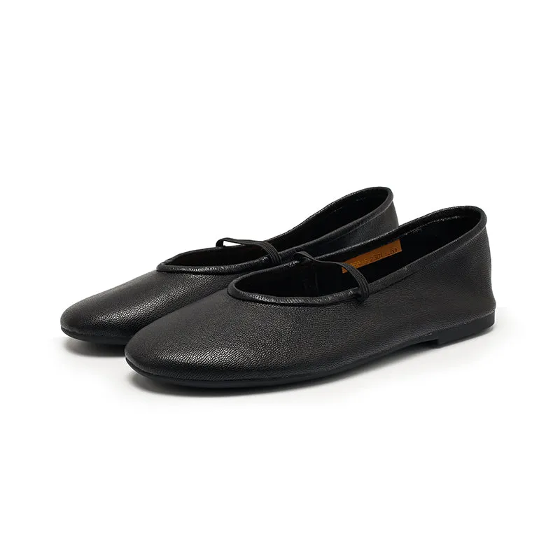 Dwarves Studio Round Toe Soft Leather Casual Flats in 11 Colors