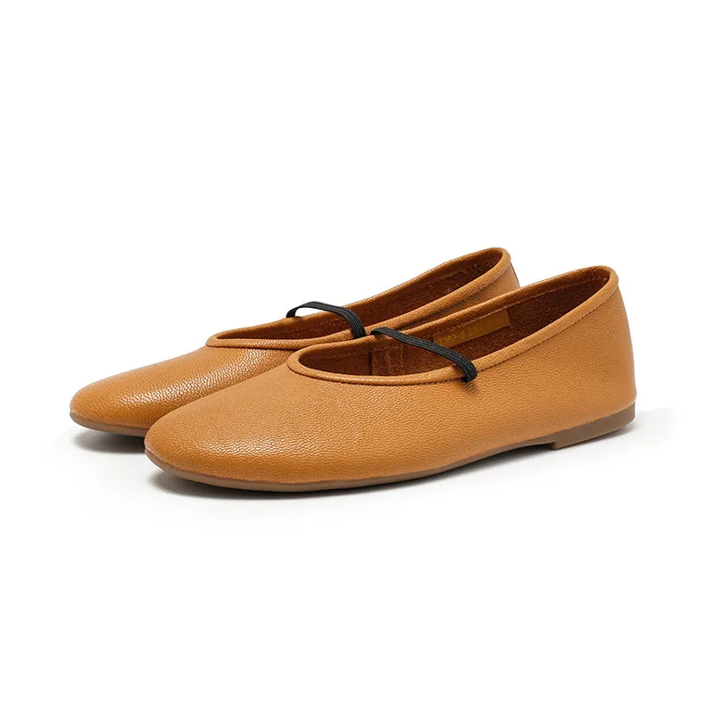 Dwarves Studio Round Toe Soft Leather Casual Flats in 11 Colors