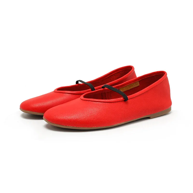 Dwarves Studio Round Toe Soft Leather Casual Flats in 11 Colors