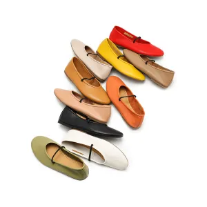 Dwarves Studio Round Toe Soft Leather Casual Flats in 11 Colors