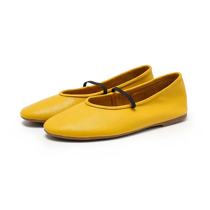 Dwarves Studio Round Toe Soft Leather Casual Flats in 11 Colors
