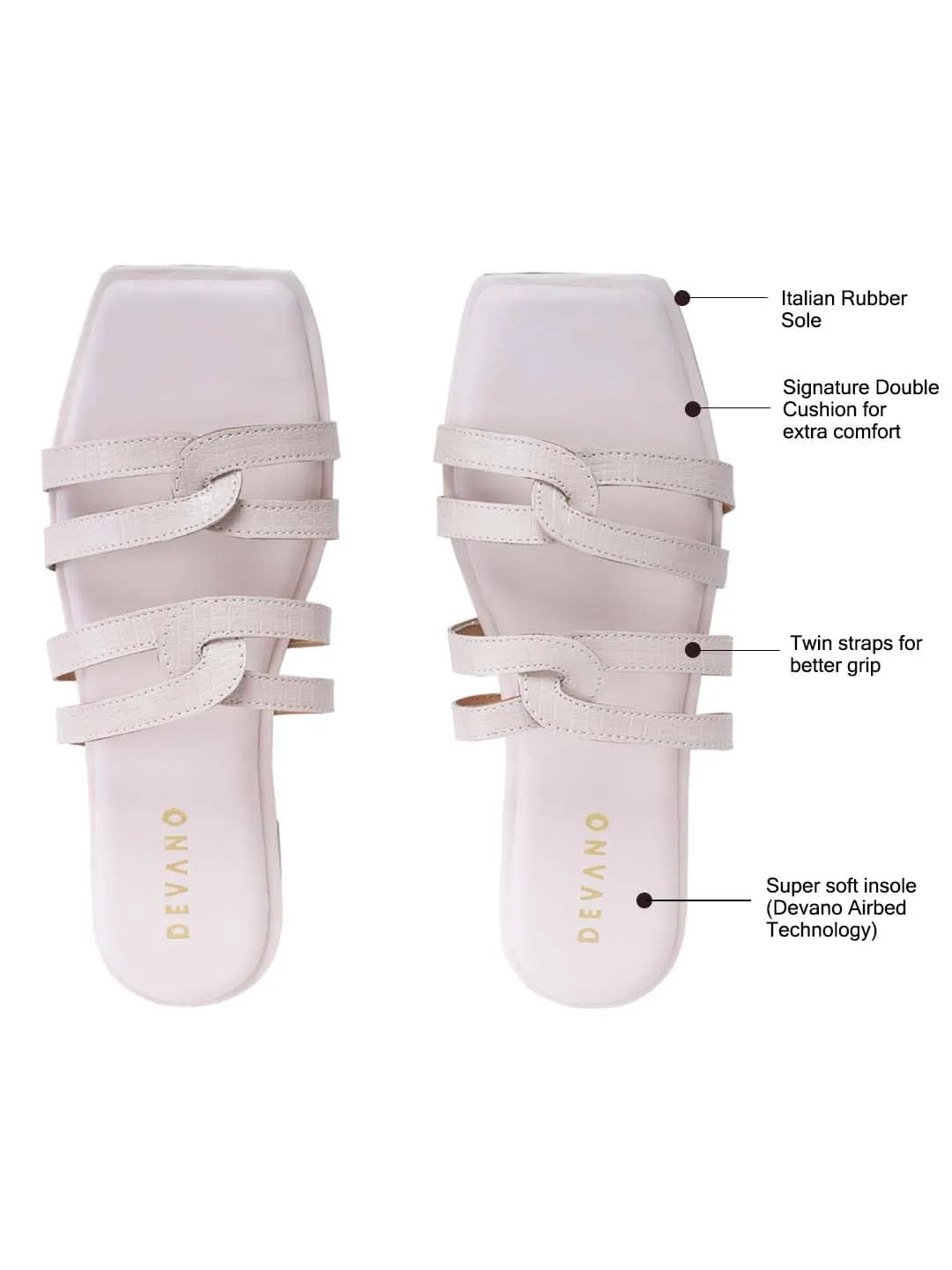 Fanny Twin Strap Flats Cream