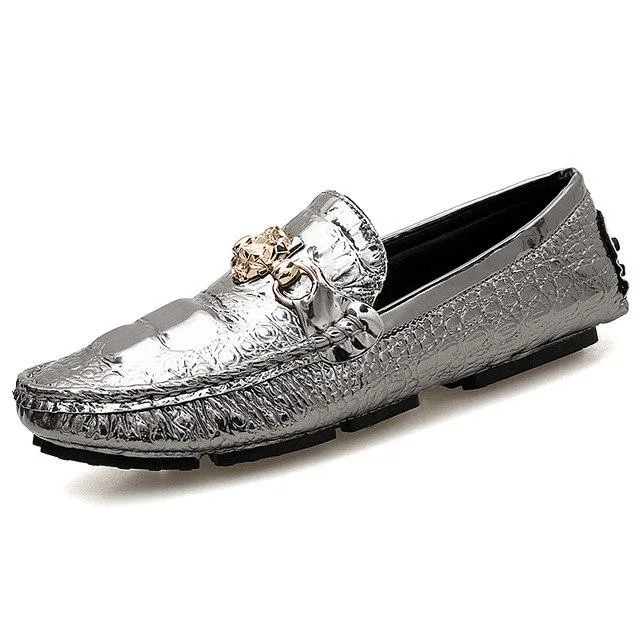 Fashion Crocodile Pattern Leather Moccasin Men Loafers