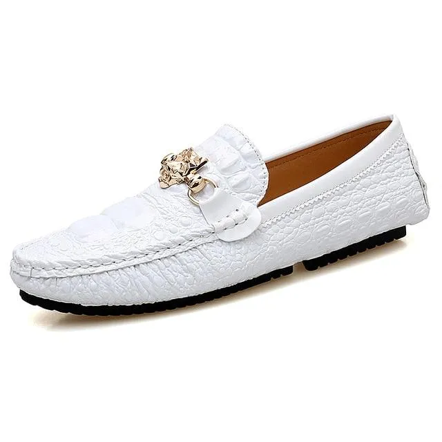Fashion Crocodile Pattern Leather Moccasin Men Loafers