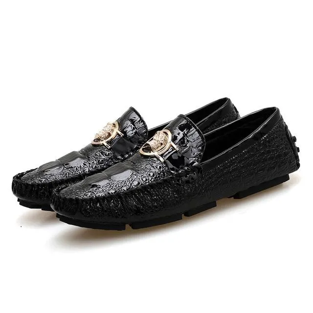 Fashion Crocodile Pattern Leather Moccasin Men Loafers