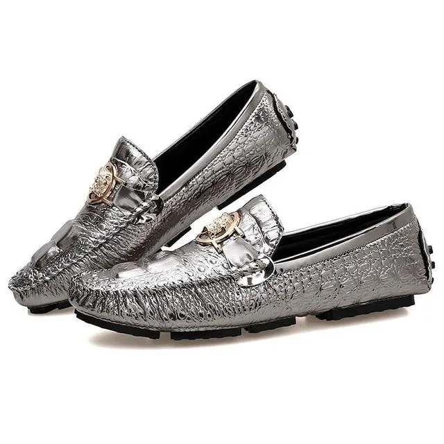 Fashion Crocodile Pattern Leather Moccasin Men Loafers