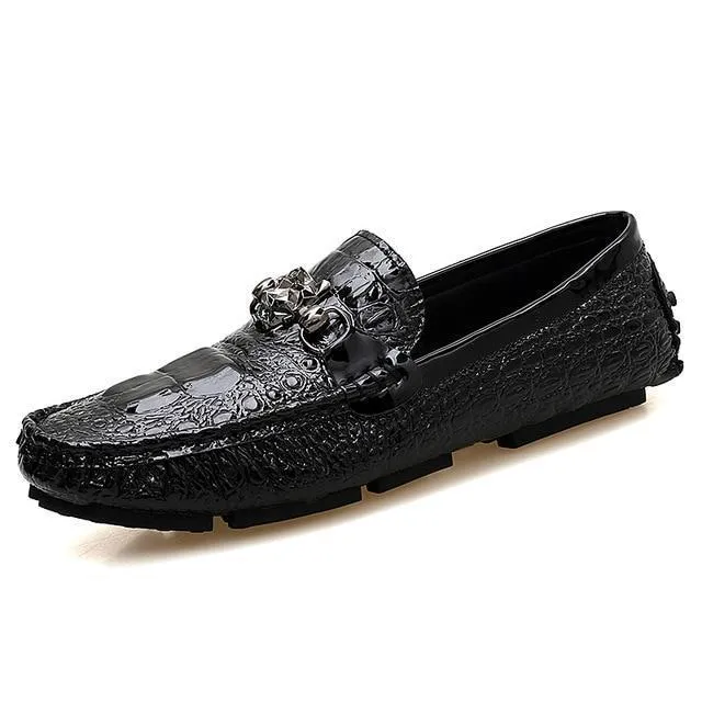 Fashion Crocodile Pattern Leather Moccasin Men Loafers
