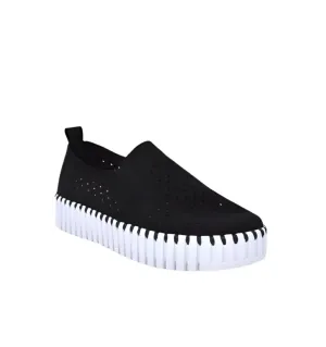 ILSE JACOBSEN BLACK TULIP PLATFORM SIDE ELASTIC SHOE
