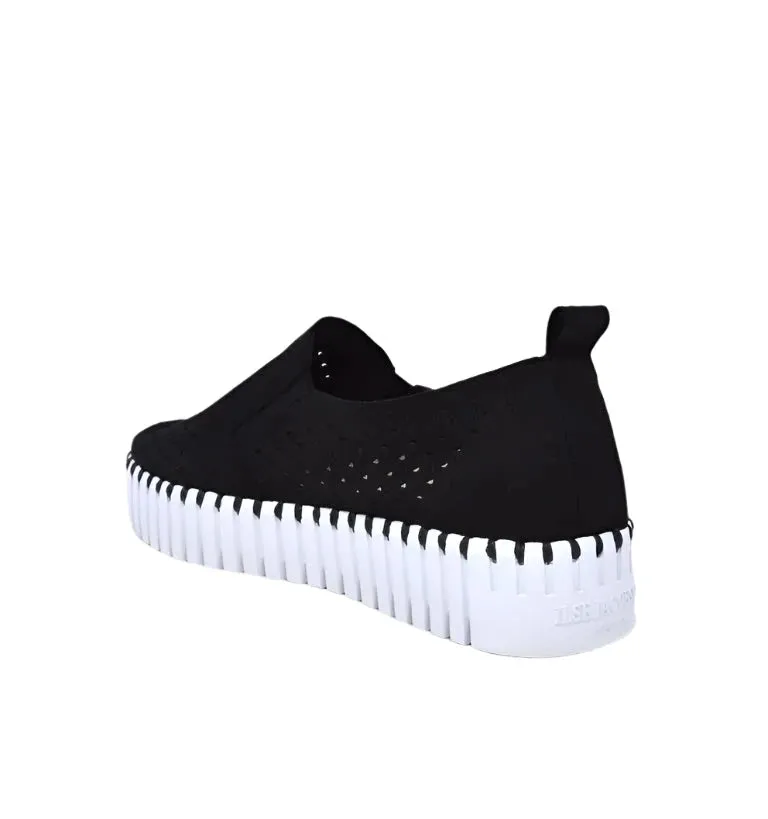 ILSE JACOBSEN BLACK TULIP PLATFORM SIDE ELASTIC SHOE