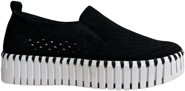 ILSE JACOBSEN BLACK TULIP PLATFORM SIDE ELASTIC SHOE