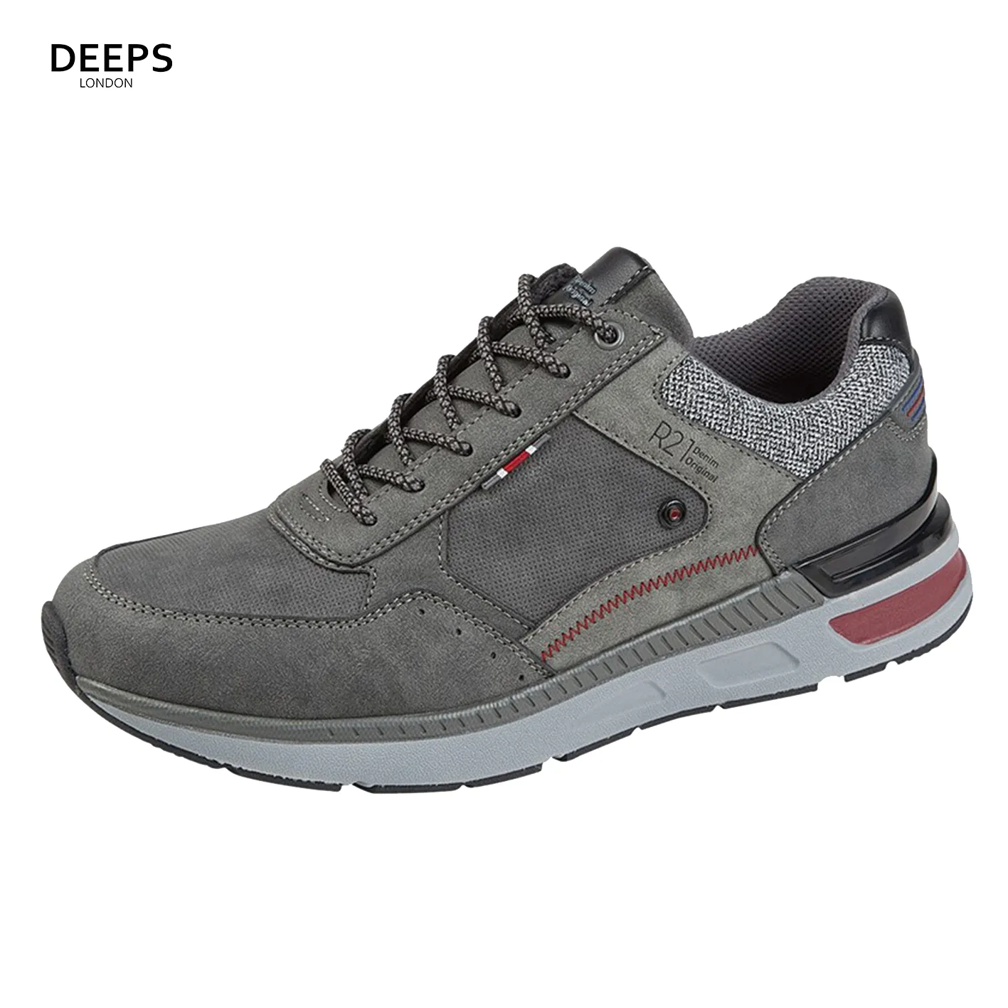 JEREMY ORIGINAL DENIM COLLECTION MEN'S RETRO STYLE TRAINERS GREY