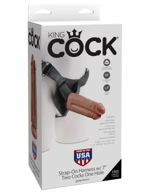 King cock strap on harness with 7" two cocks one hole