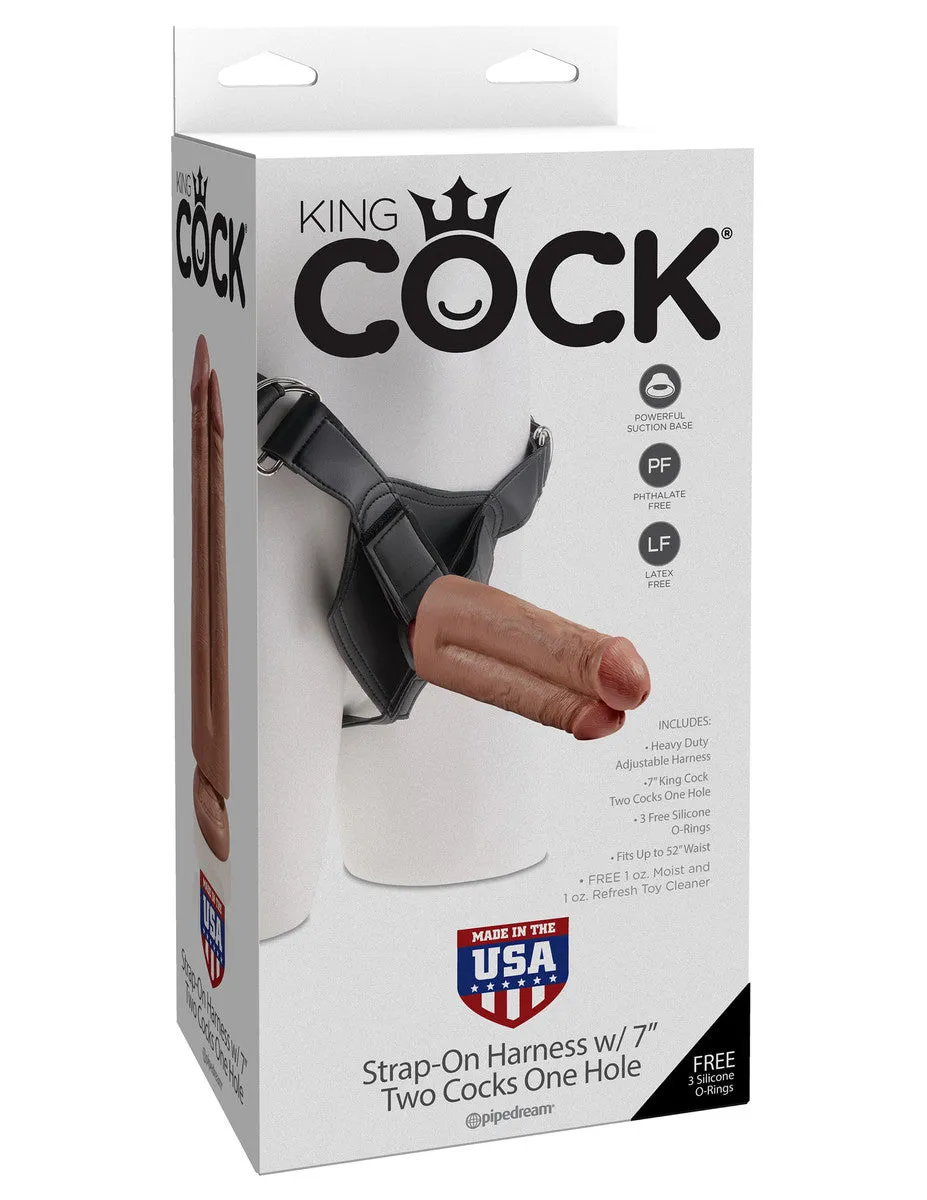King cock strap on harness with 7" two cocks one hole