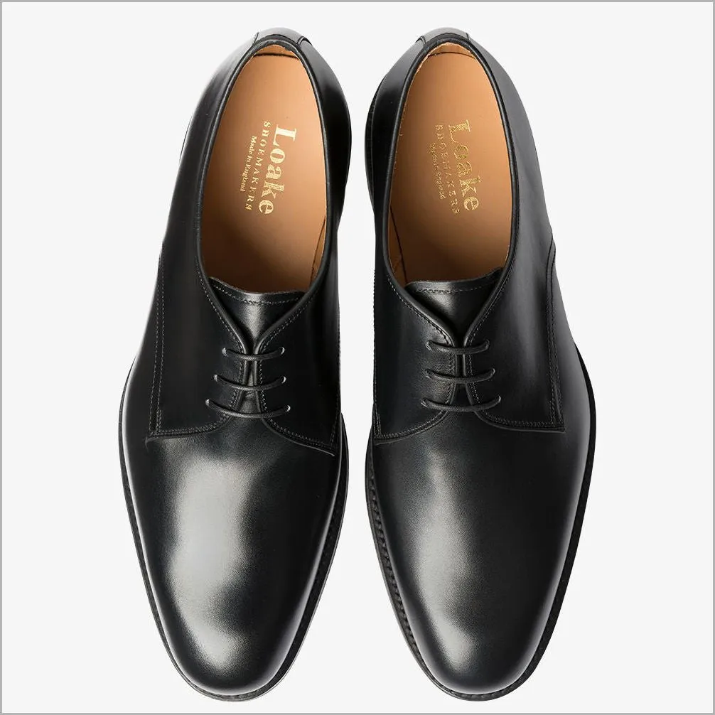 Loake Gable Black Contemporary Plain Tie Shoe--