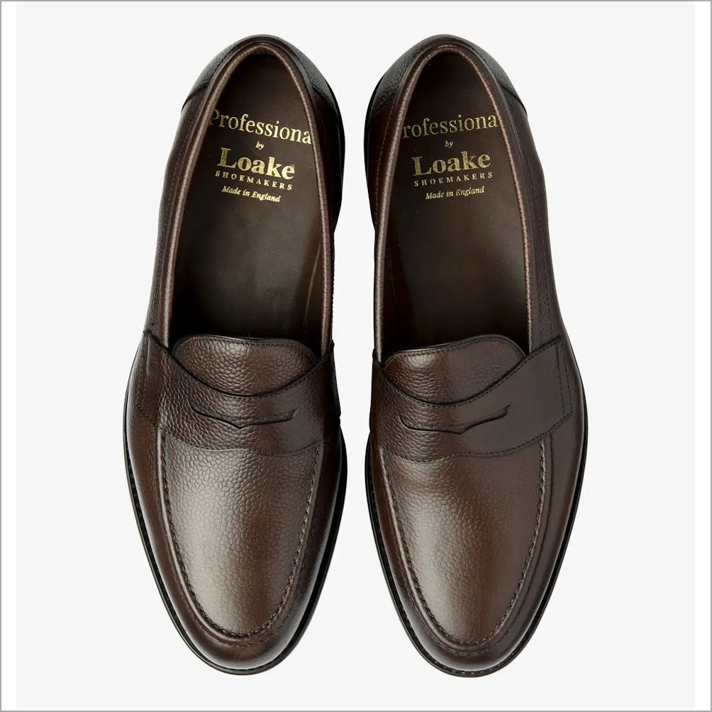 Loake Imperial Dark Brown Grain Leather Penny Loafer--