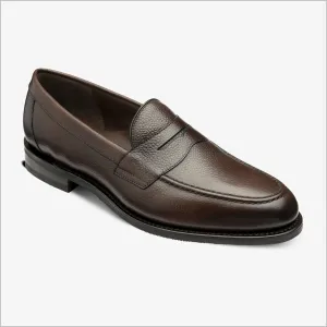 Loake Imperial Dark Brown Grain Leather Penny Loafer--