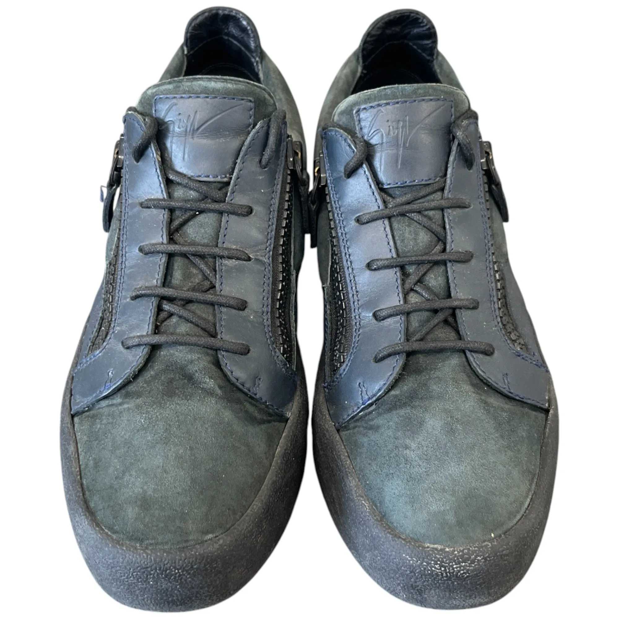 Men's Double Zip Low Trainers Navy Size EU 43 / UK 9