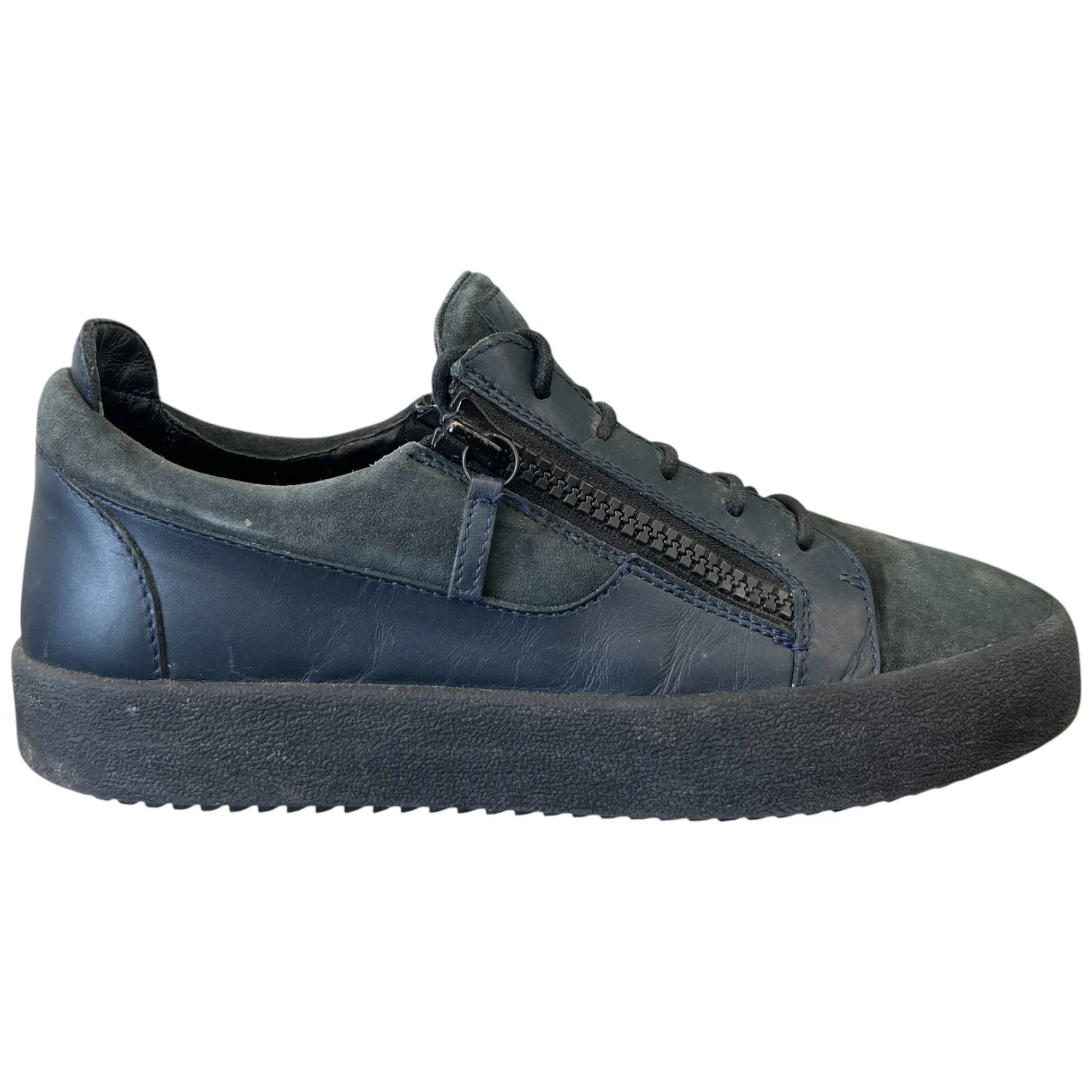 Men's Double Zip Low Trainers Navy Size EU 43 / UK 9