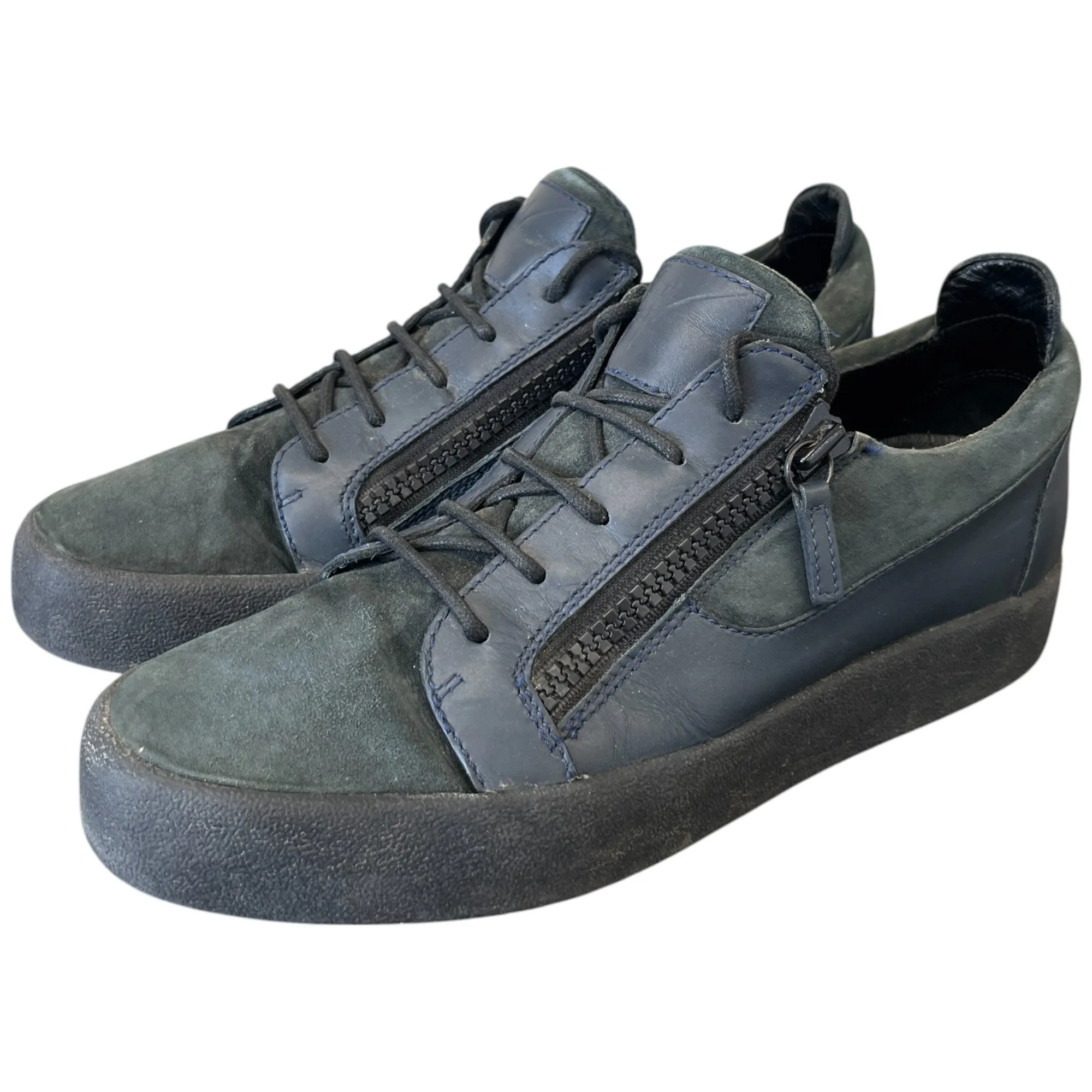 Men's Double Zip Low Trainers Navy Size EU 43 / UK 9
