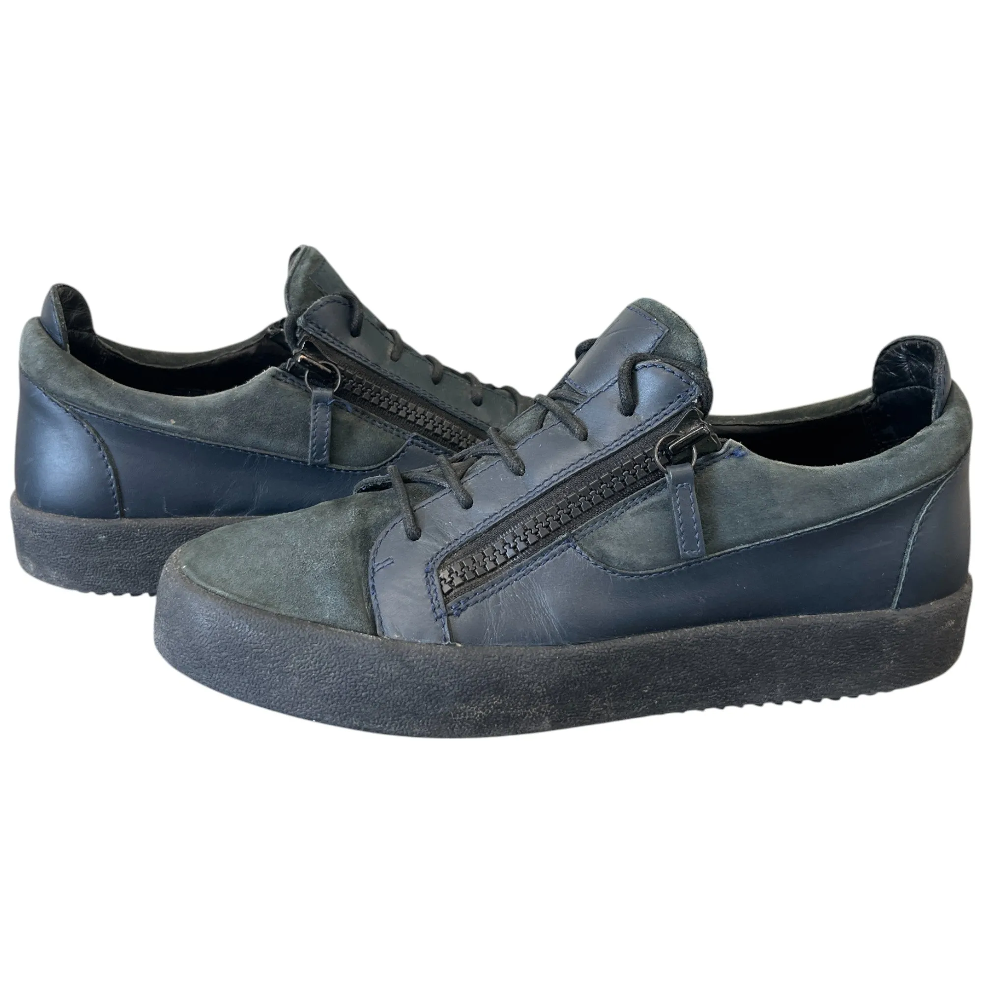 Men's Double Zip Low Trainers Navy Size EU 43 / UK 9