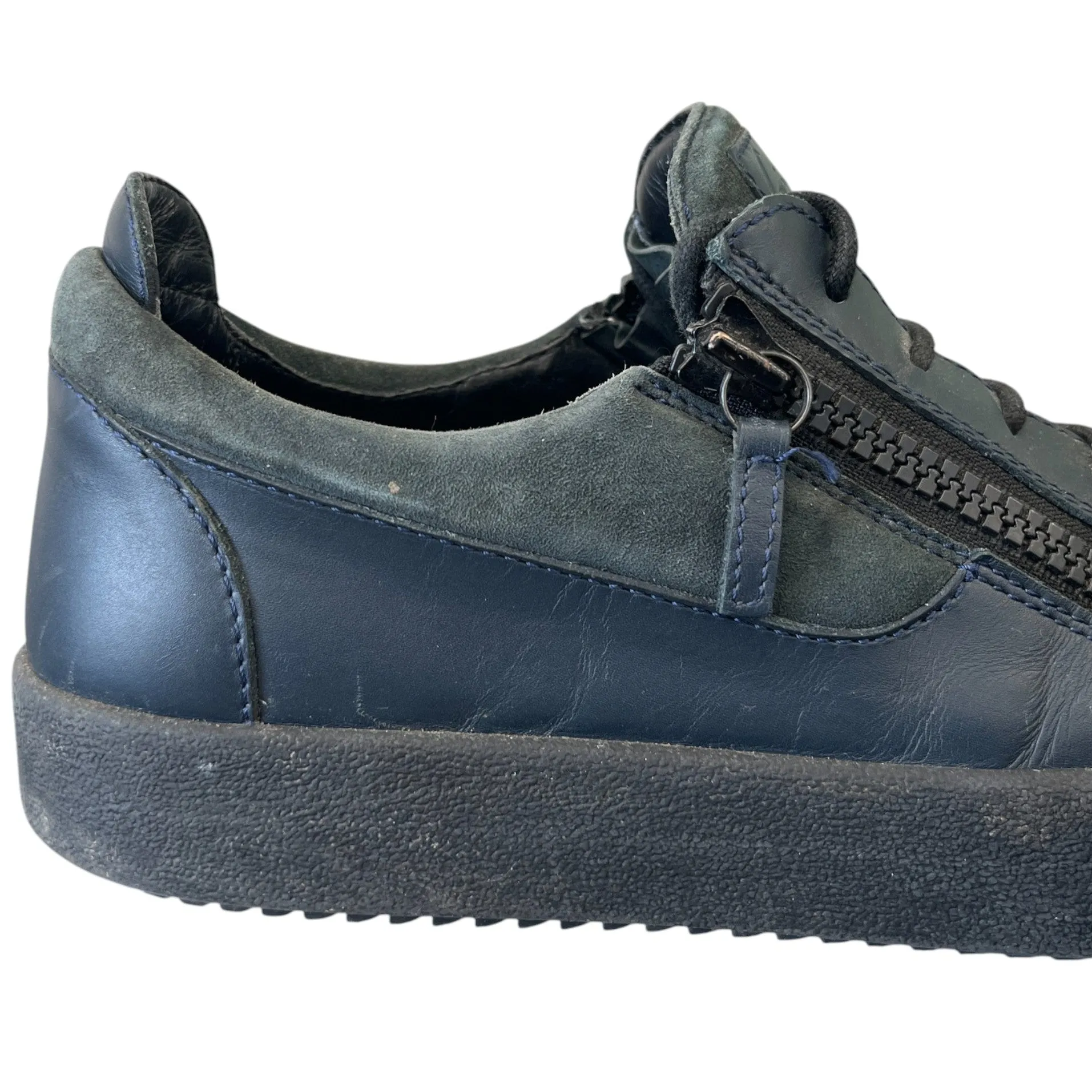 Men's Double Zip Low Trainers Navy Size EU 43 / UK 9