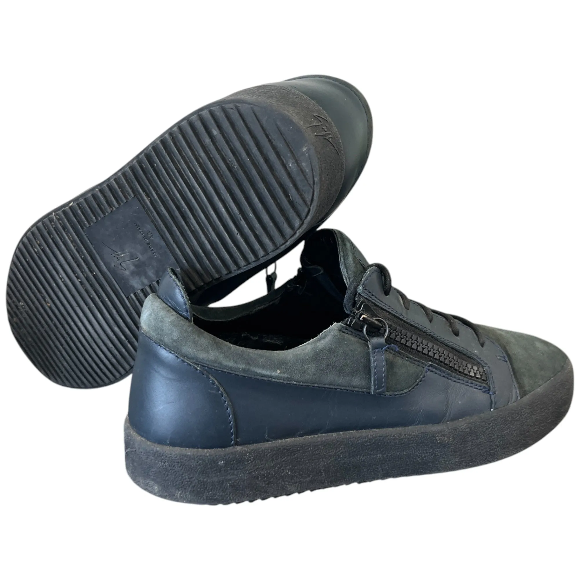 Men's Double Zip Low Trainers Navy Size EU 43 / UK 9