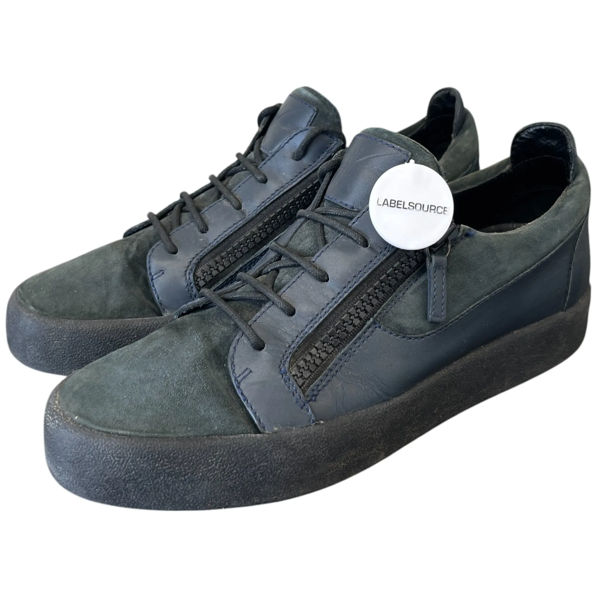 Men's Double Zip Low Trainers Navy Size EU 43 / UK 9
