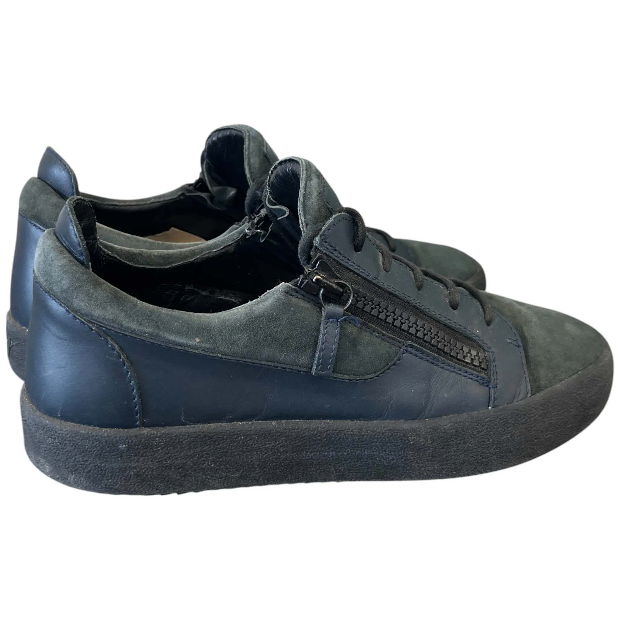 Men's Double Zip Low Trainers Navy Size EU 43 / UK 9