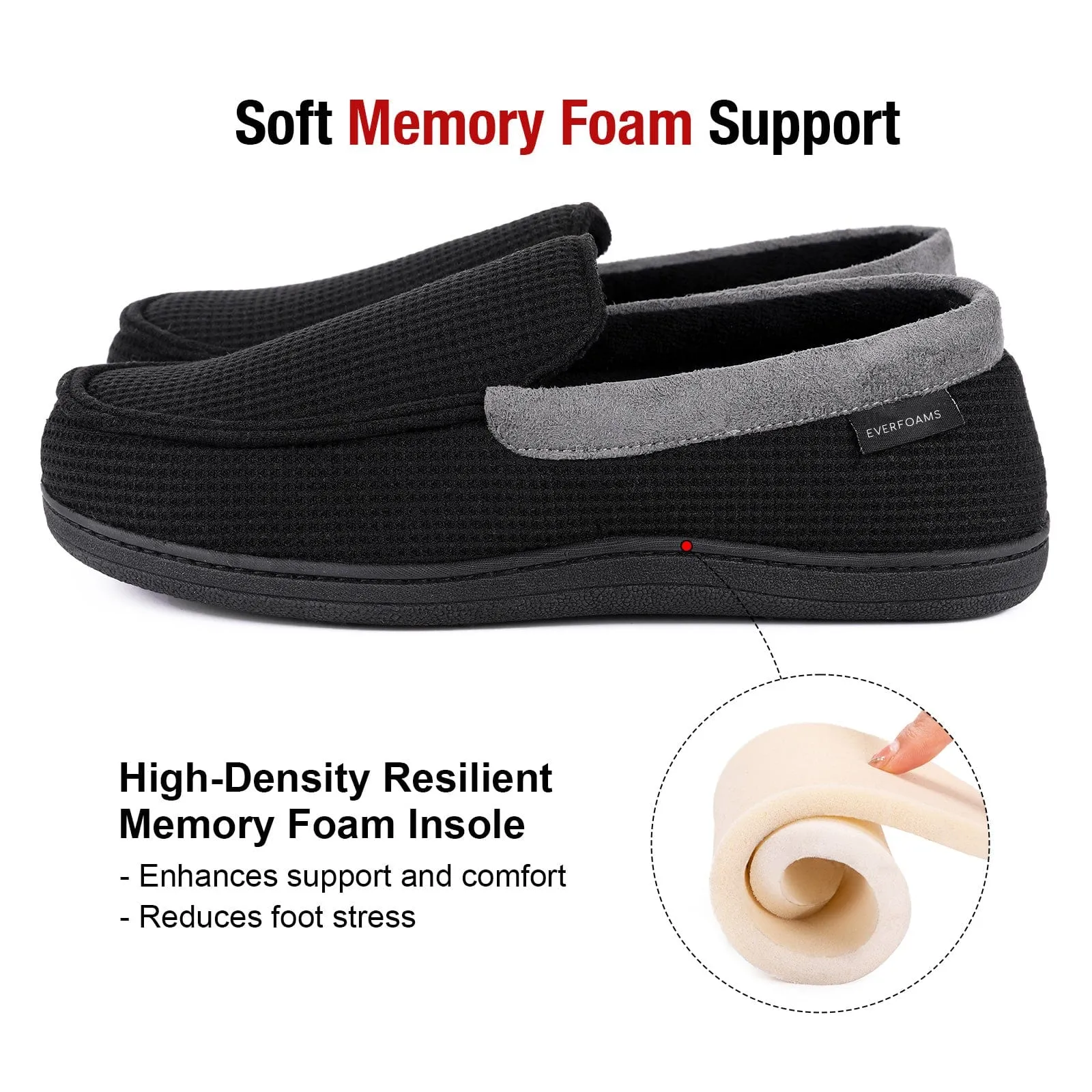 Men's Waffle Knit Moccasin Slippers