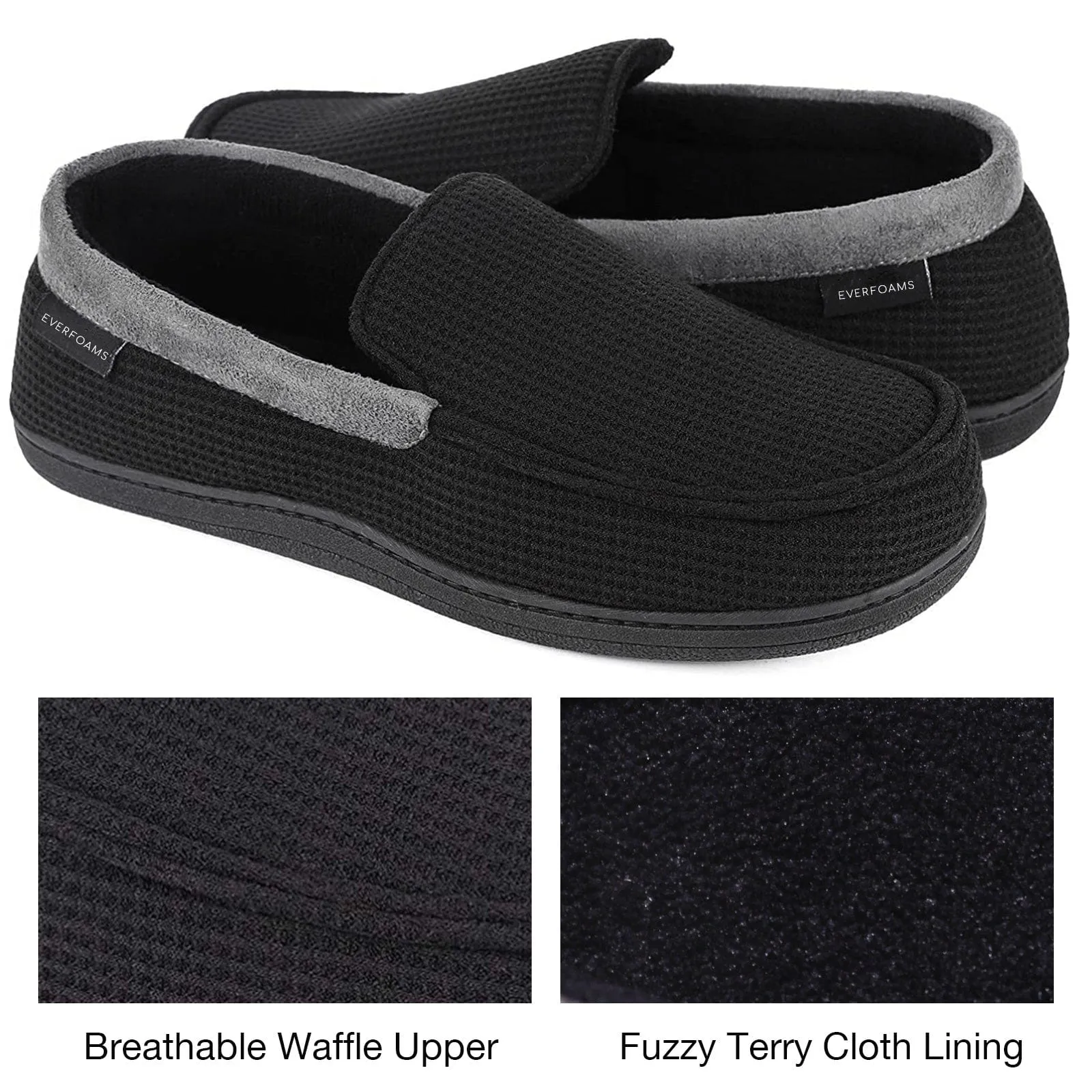 Men's Waffle Knit Moccasin Slippers